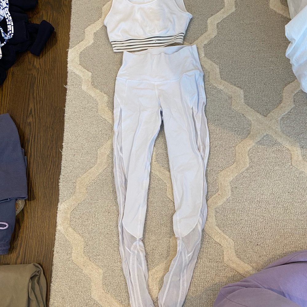 ali white mesh workout set